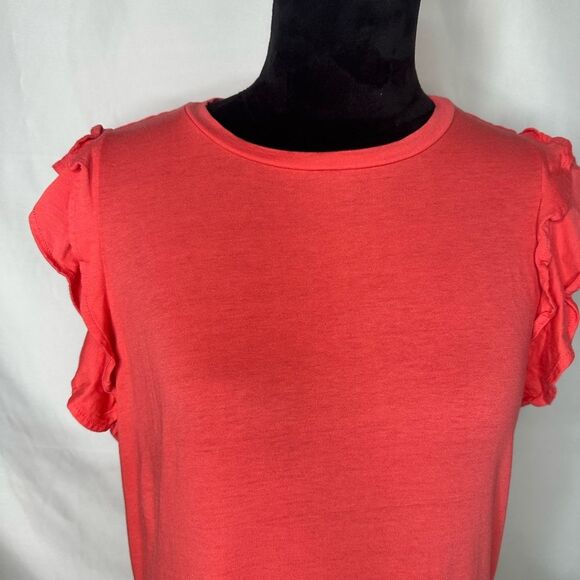 Michael Kors Ruffle Sleeve Top Color Sangria Size M - Picture 4 of 13